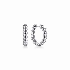 925 Sterling Silver Bujukan 15mm Classic Huggie Earrings All Day Style Textured Feature