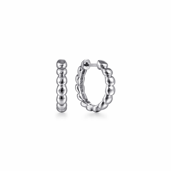 925 Sterling Silver Bujukan 15mm Classic Huggie Earrings All Day Style Textured Feature