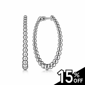 Pretty Accent 925 Sterling Silver Bujukan Graduated 40mm Classic Hoop Earrings