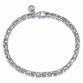 925 Sterling Silver Faceted Chain Bracelet Gifting Light Shining Gem