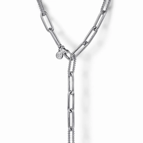 925 Sterling Silver Y Chain Necklace Dynamic Accent