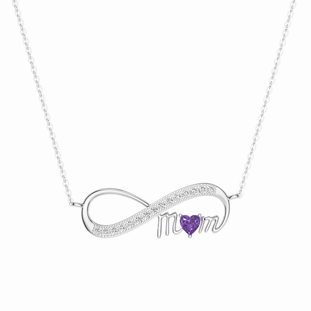 "Infinite Love" Mom's Heart Shaped Birthstone Necklace Layered Mood Timeless Fit