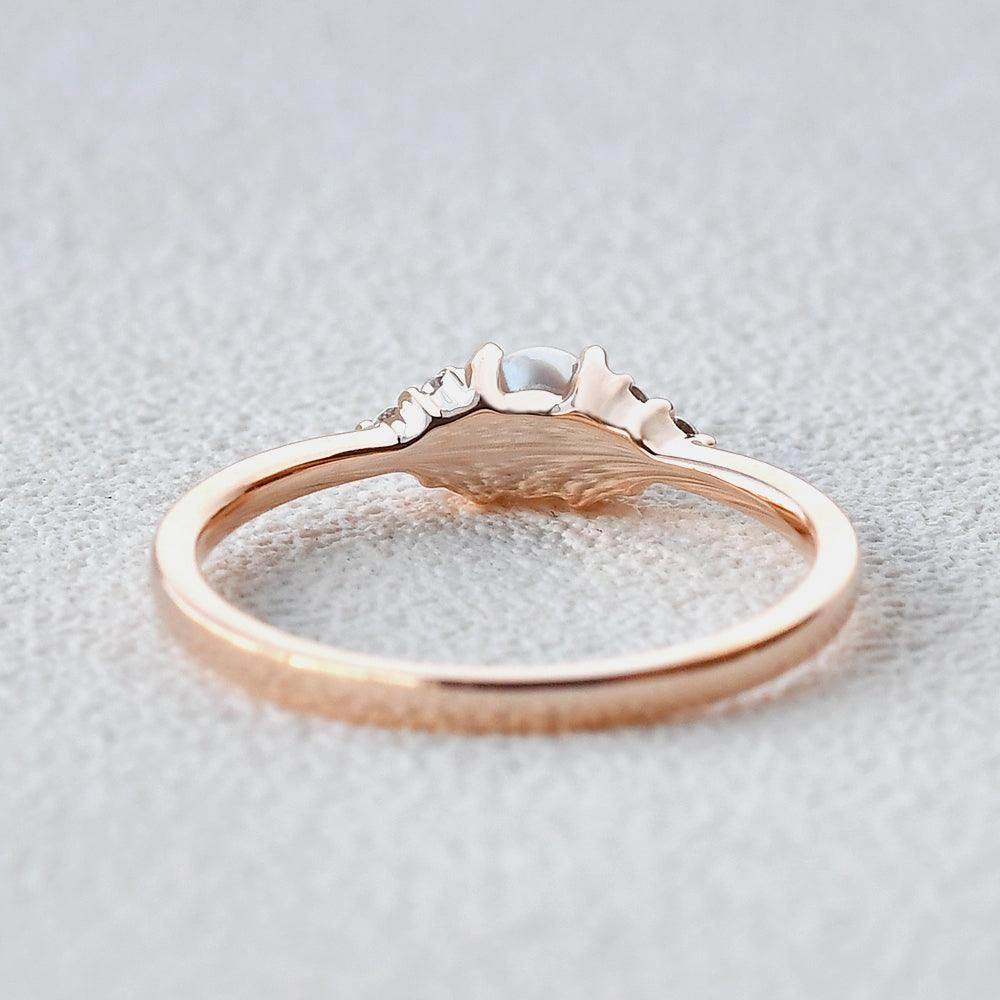 Akoya Pearl & Geometric Moissanite Rose Gold Ring Hypoallergenic Accessory Stylish Memento
