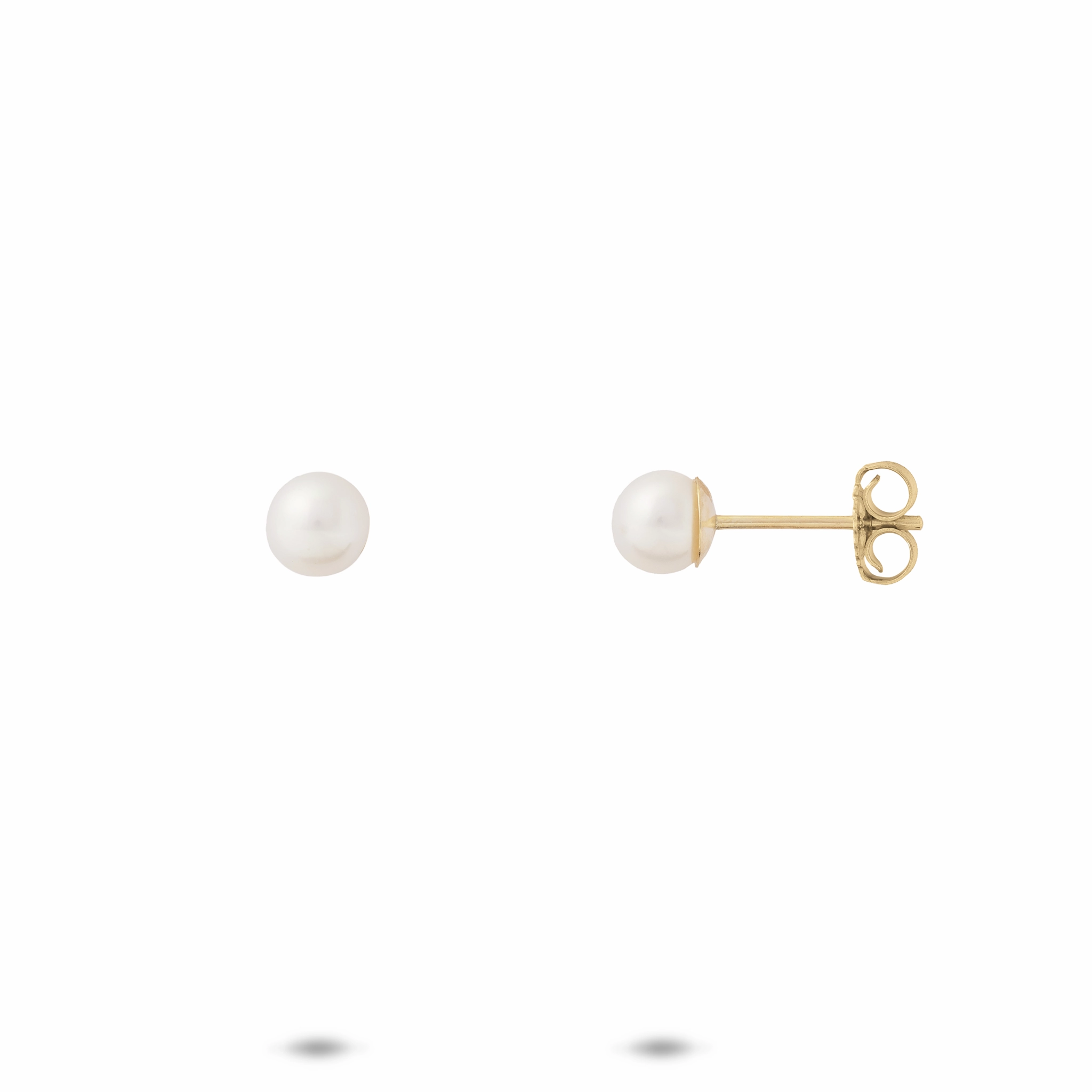 Fashion Shine Modern pieces Akoya White Pearl Earrings in Gold - 4.5-5mm