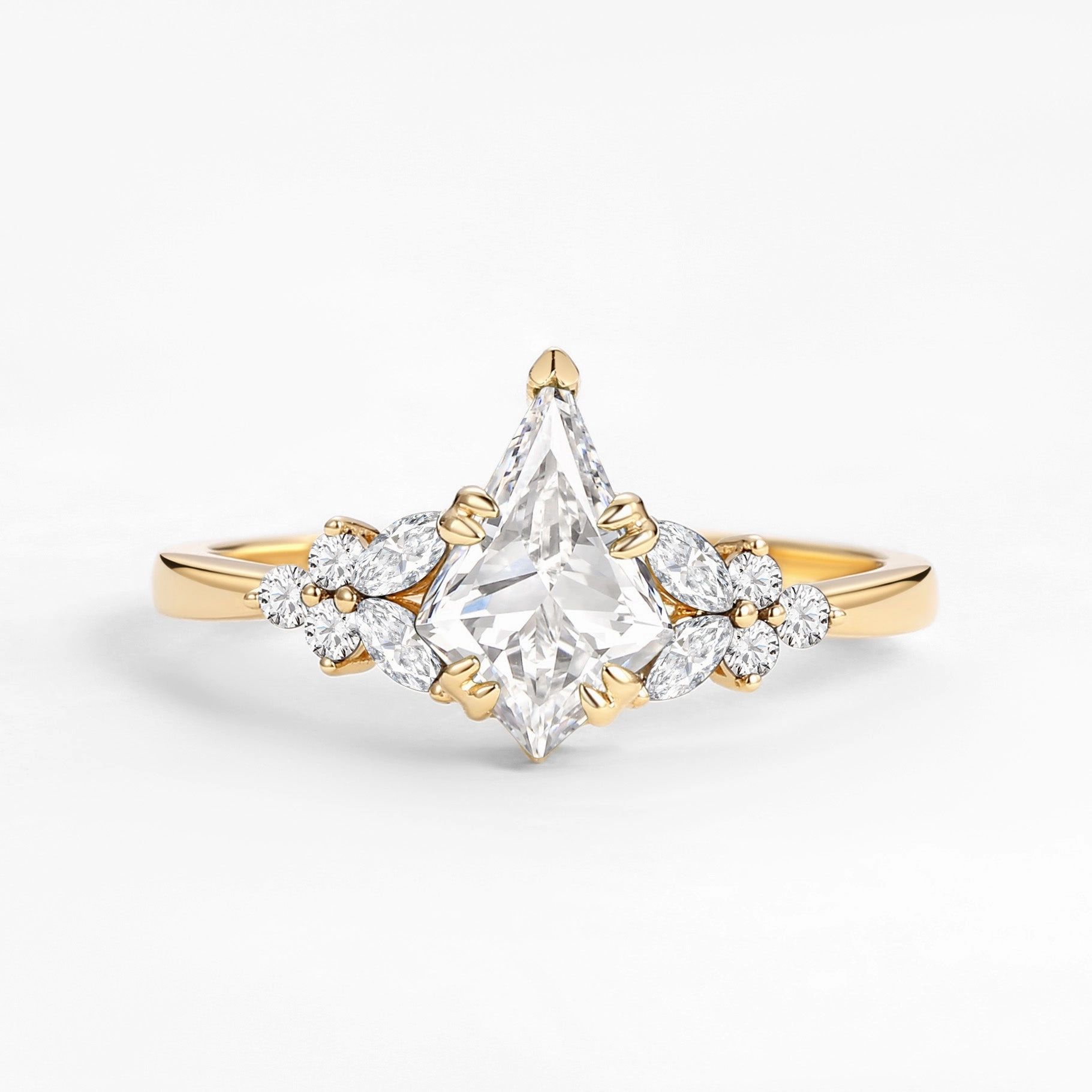 Kite Cut  Lab Grown Diamond Gold Engagement Ring - Wildflower Fine Object