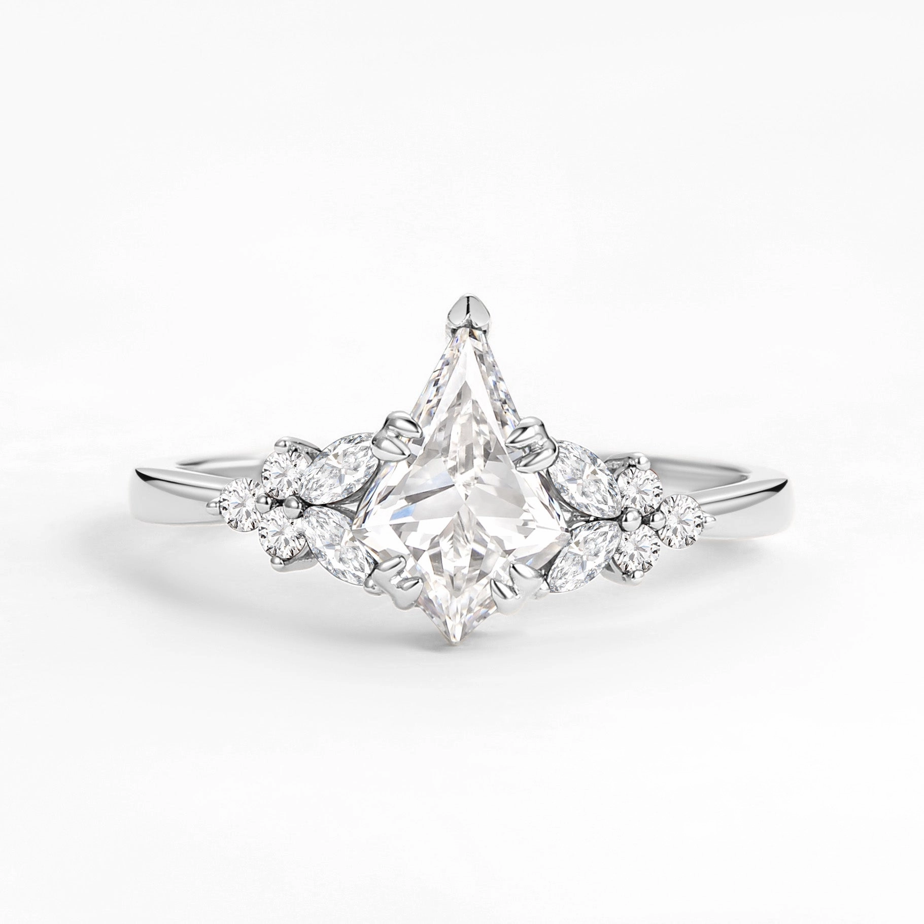 Kite Cut  Lab Grown Diamond Gold Engagement Ring - Wildflower Chic Appeal Ornate Sign