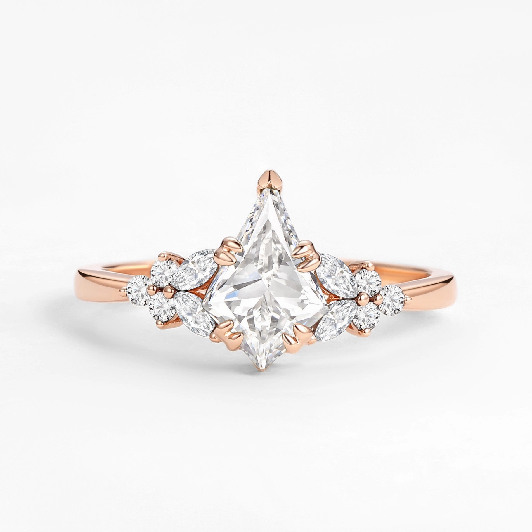 Kite Cut  Lab Grown Diamond Gold Engagement Ring - Wildflower Elegant Item Artistic Look