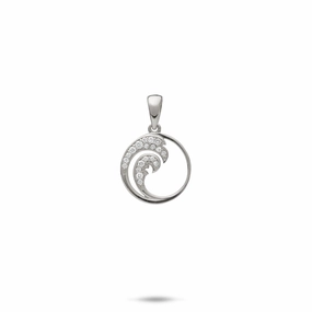 Nalu Pendant in White Gold with Diamonds - 12mm Refined Detailing Premium Jewelry