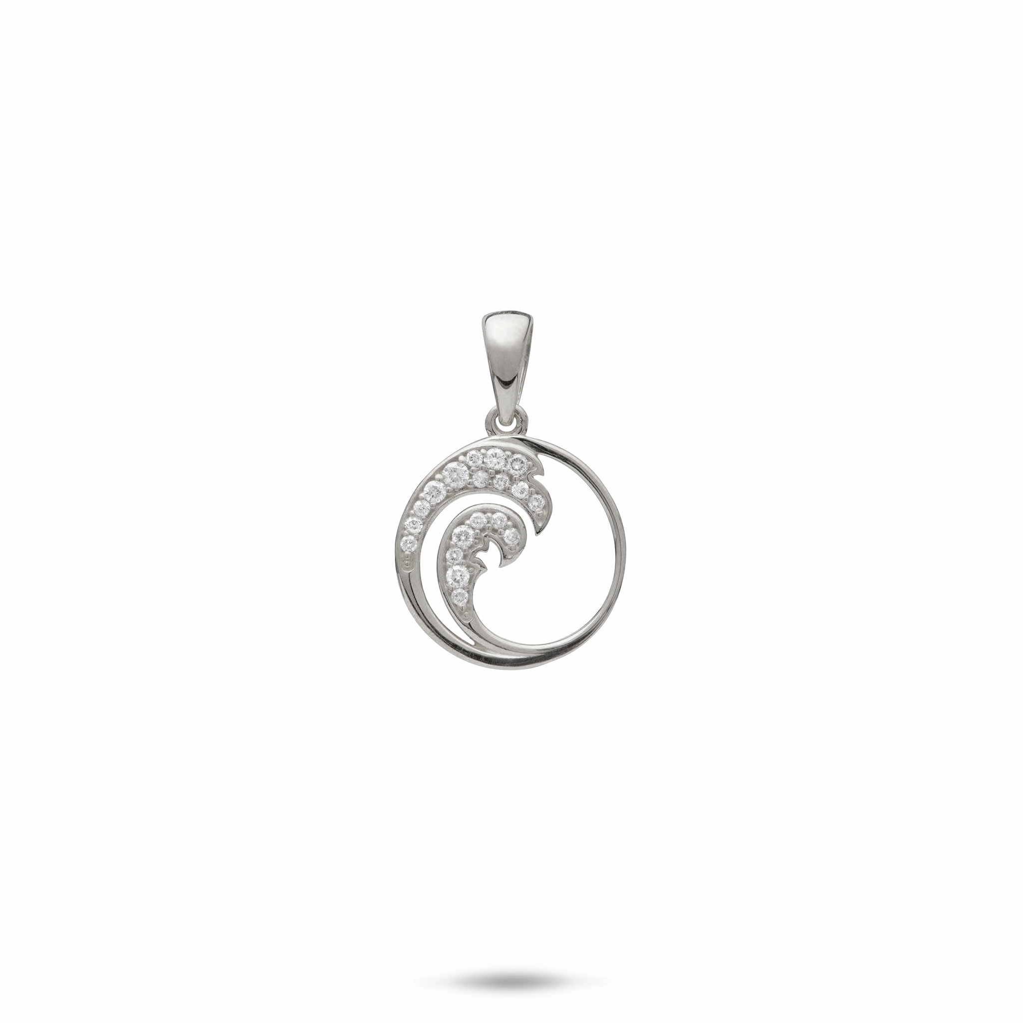 Nalu Pendant in White Gold with Diamonds - 12mm Refined Detailing Premium Jewelry
