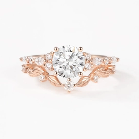 Creative Memento Chic Work Round Shaped Lab Grown Diamond Leafy Ring Set 2pcs - Bryony