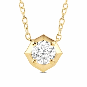 Simple Layer Fashion Design Hexagonal Lab Grown Diamond Solitaire Pendant Necklace