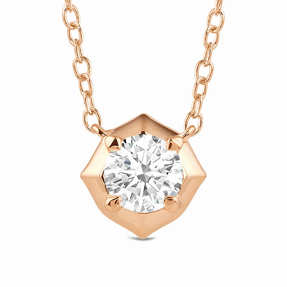 Hexagonal Lab Grown Diamond Solitaire Pendant Necklace Luxury Accessories