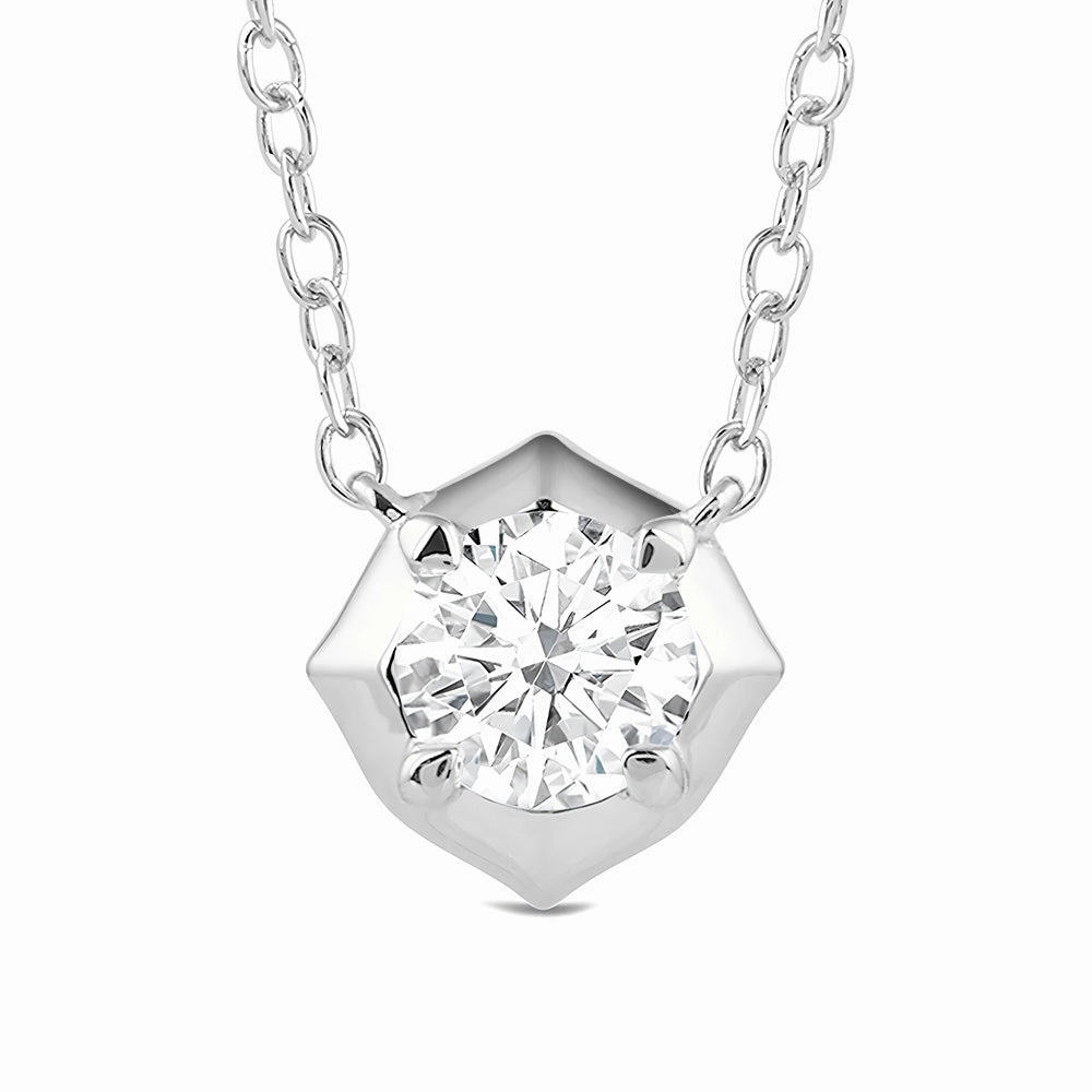 Understated Detail Premium Radiance Hexagonal Lab Grown Diamond Solitaire Pendant Necklace