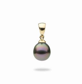 Minimal accessory Tahitian Black Pearl Pendant in Gold - 8-12mm