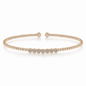 Seasonal Edge 14K Rose Gold Bujukan Bead and Cluster Diamond Bangle