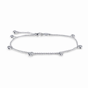 Lustrous Edge Bezel-Set Station Anklet