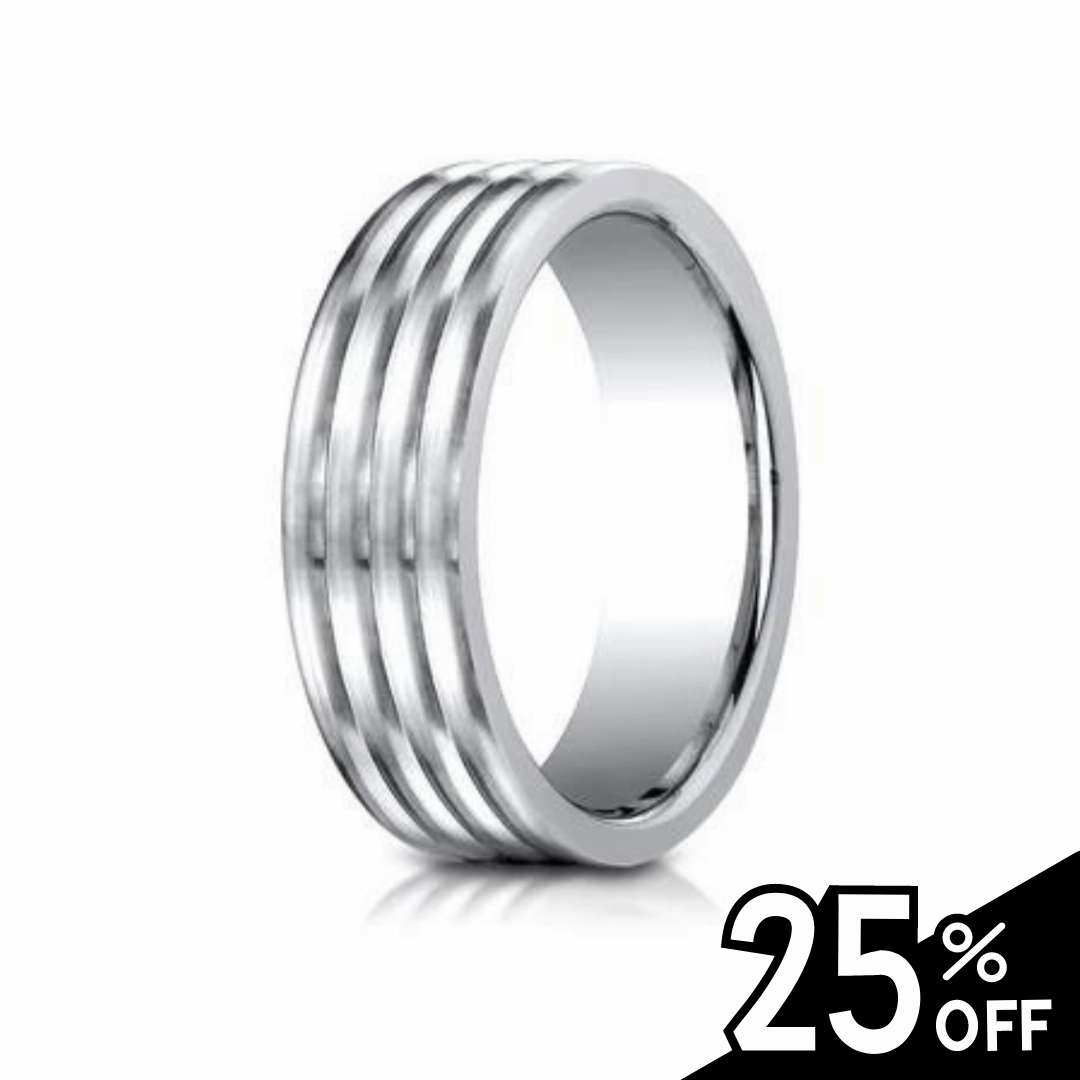 Comfort-Fit Satin Finish Cobalt Chrome Wedding Band Youth Accent Elegant Work