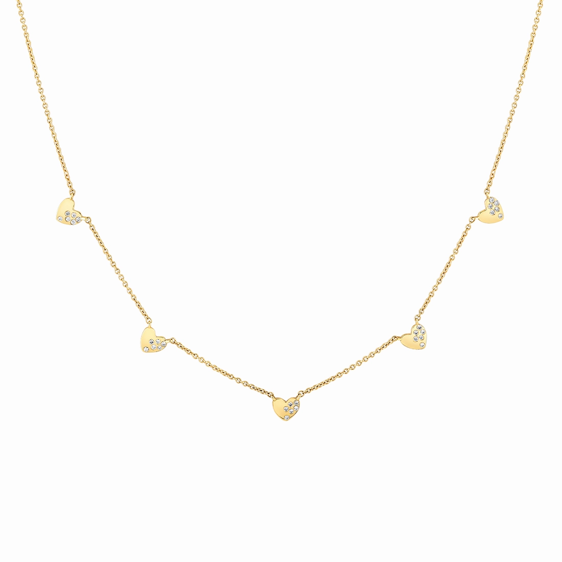 Wedding Look 14K Eternelle Scattered Diamond Heart Charm Necklace