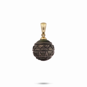 Exclusive Sparkle Personal Shine Carved Tahitian Black Pearl Pendant in Gold- 13-16mm