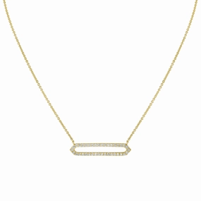 Boho Style Elegant Pick 14K Shell Heritage Shell Tip Open Bar Diamond Necklace