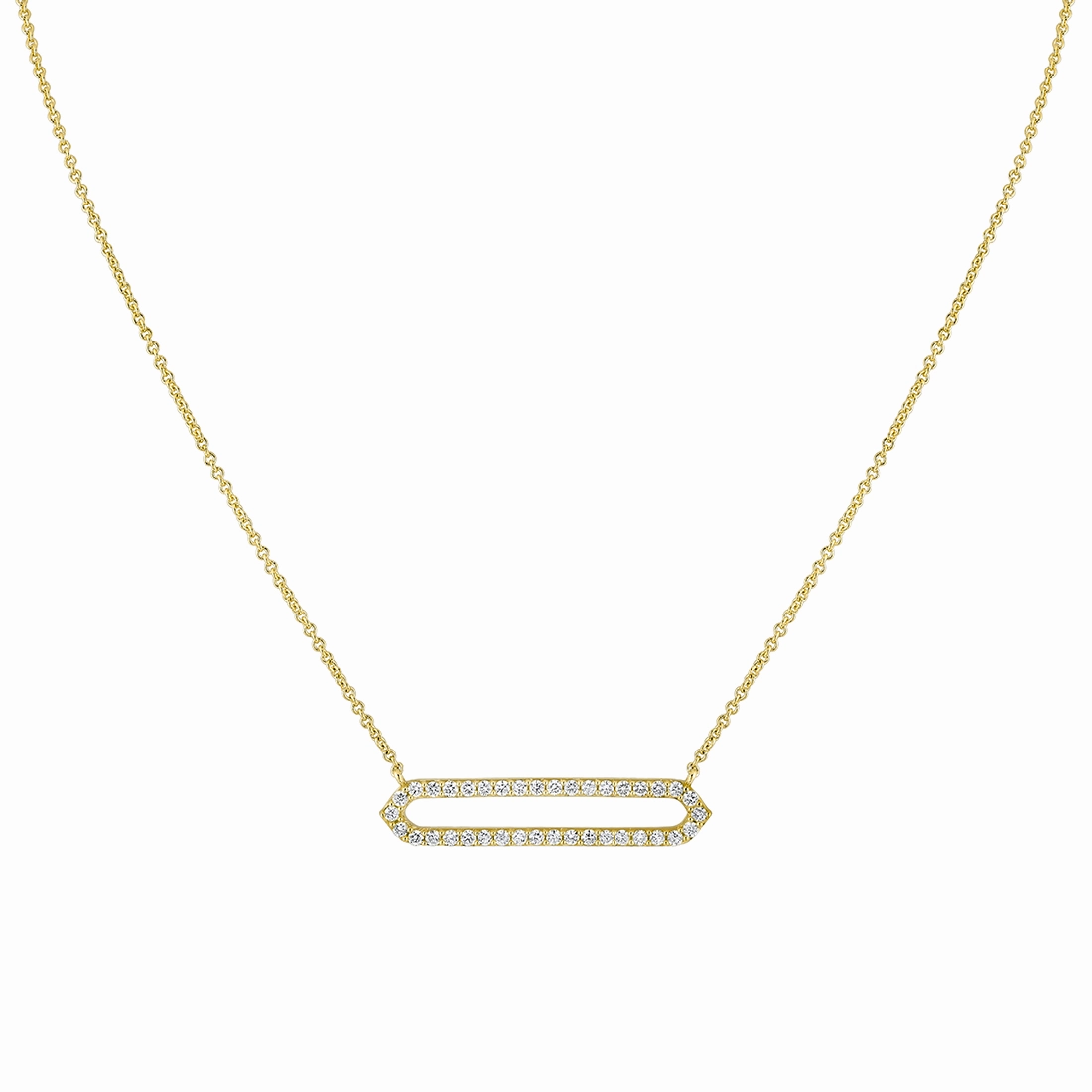 Creative Light High Fashion 14K Shell Heritage Shell Tip Open Bar Diamond Necklace