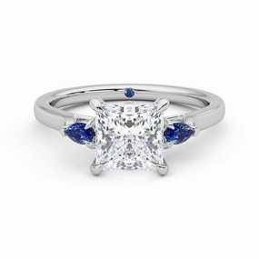 Vibrant Accessories Princess Cut Three Stone Moissanite Engagement Ring with Hidden Anniversary Stone Accent