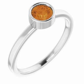 Elegant Gift Ribbon Winner Platinum 5 mm Natural Citrine Ring