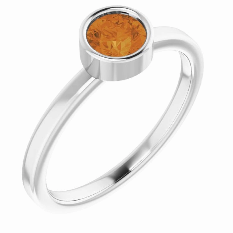 Elegant Gift Ribbon Winner Platinum 5 mm Natural Citrine Ring
