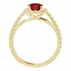 14K Yellow Natural Mozambique Garnet Rope Ring Asymmetric Balance Everyday Sparkle