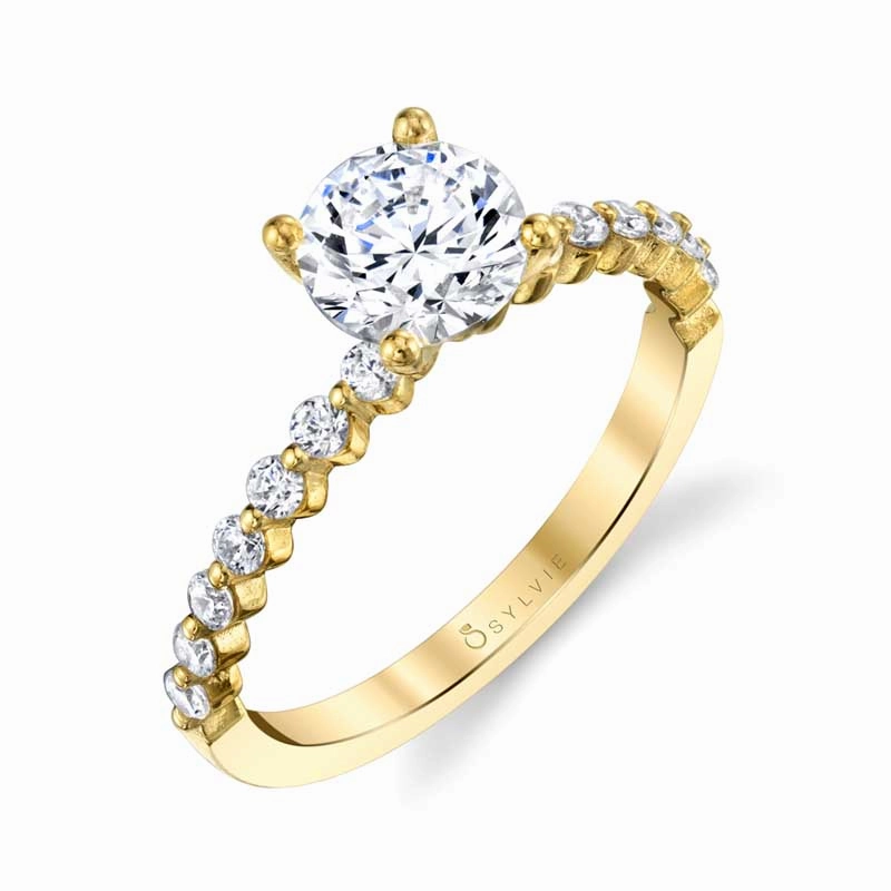 Sparkling Piece Athena - 14K Yellow Gold Solitare Engagement Ring
