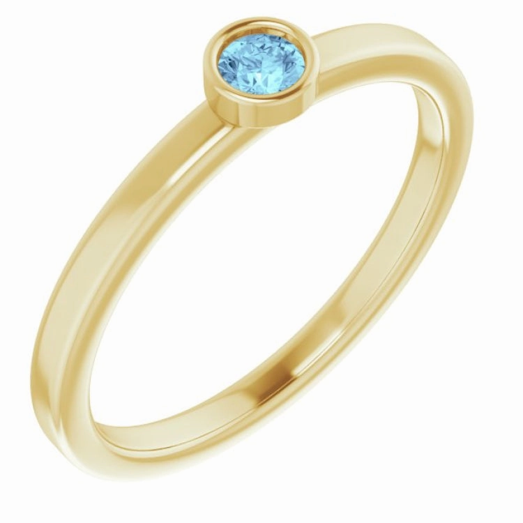 Winter Look Polished Appearance 14K Yellow 3 mm Natural Aquamarine Ring