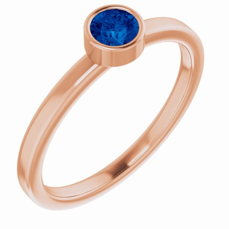 Limited availability 14K Rose 4 mm Natural Blue Sapphire Ring