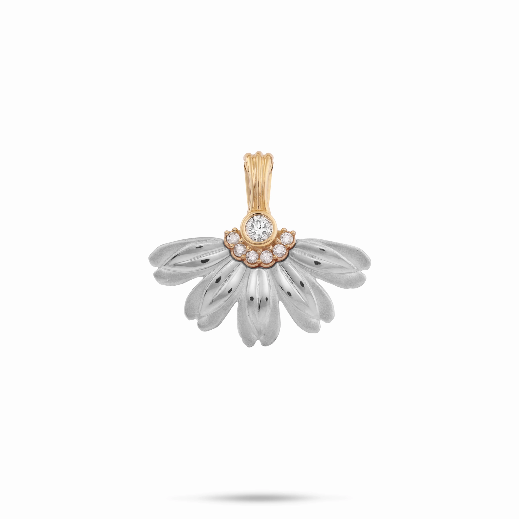 Glow Accent Bold Pop Beach Naupaka Pendant in Two Tone Gold with Diamonds - 20mm