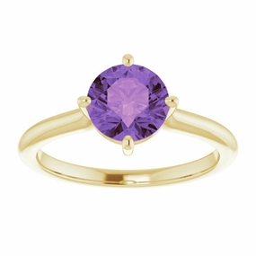 14K Yellow Natural Amethyst Ring Exquisite Gift Traditional Insignia