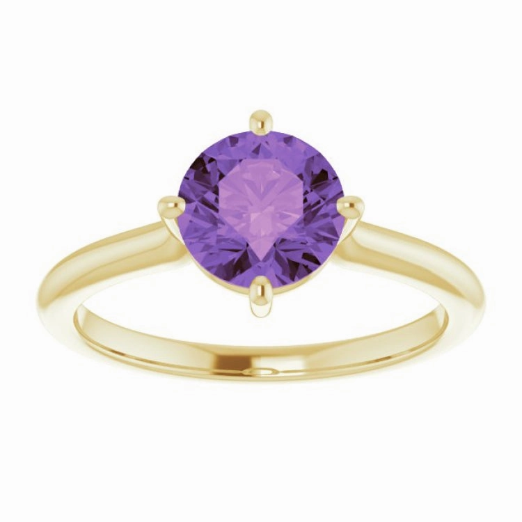 14K Yellow Natural Amethyst Ring Exquisite Gift Traditional Insignia