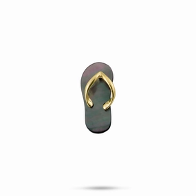 Cool Contrast Black Mother of Pearl Slipper Pendant in Gold - 19mm