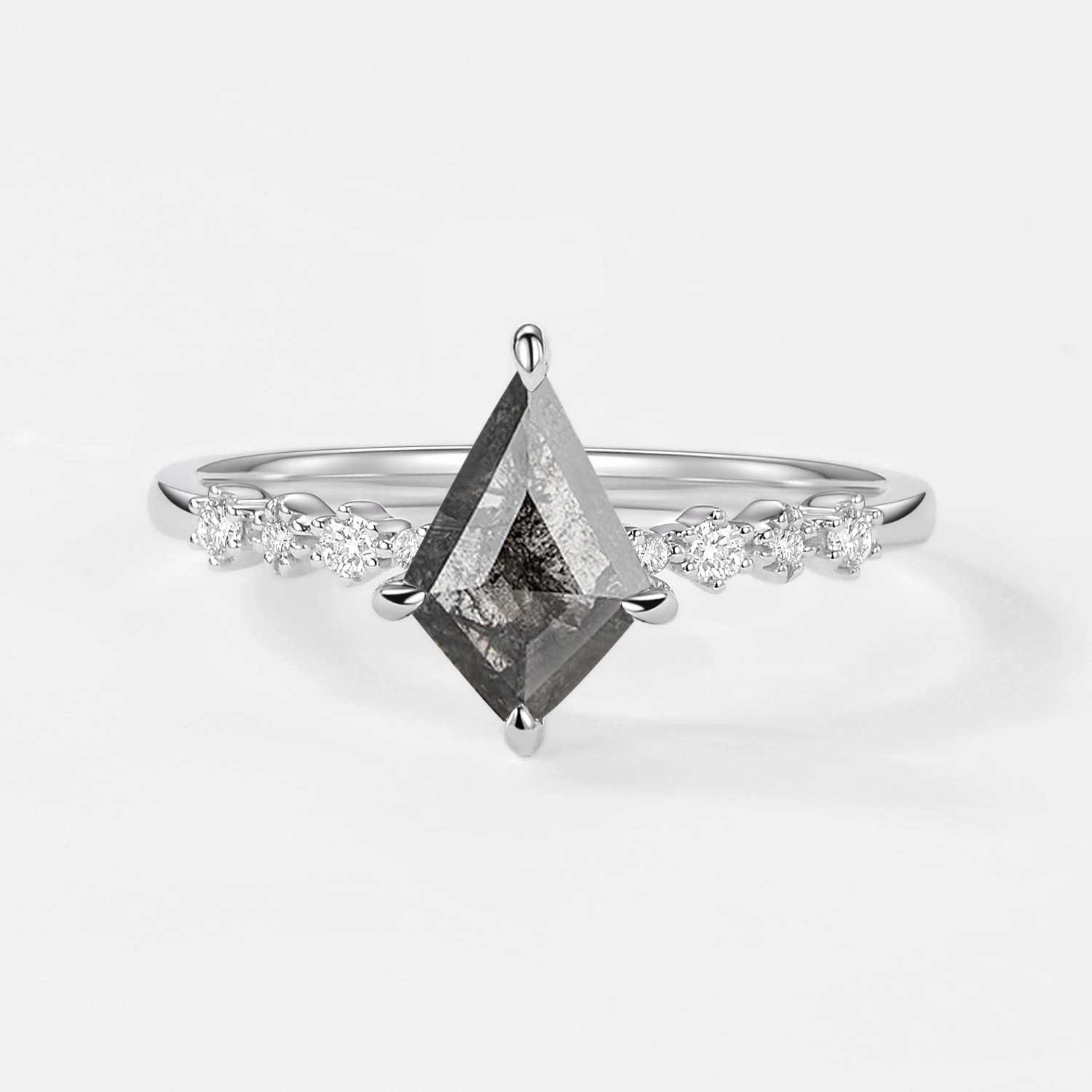 Black Rutilated Quartz Minimalism Engagement Ring Formal Fashion