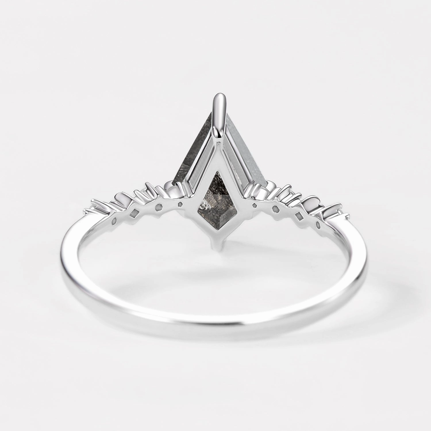 Black Rutilated Quartz Minimalism Engagement Ring Shimmer Touch