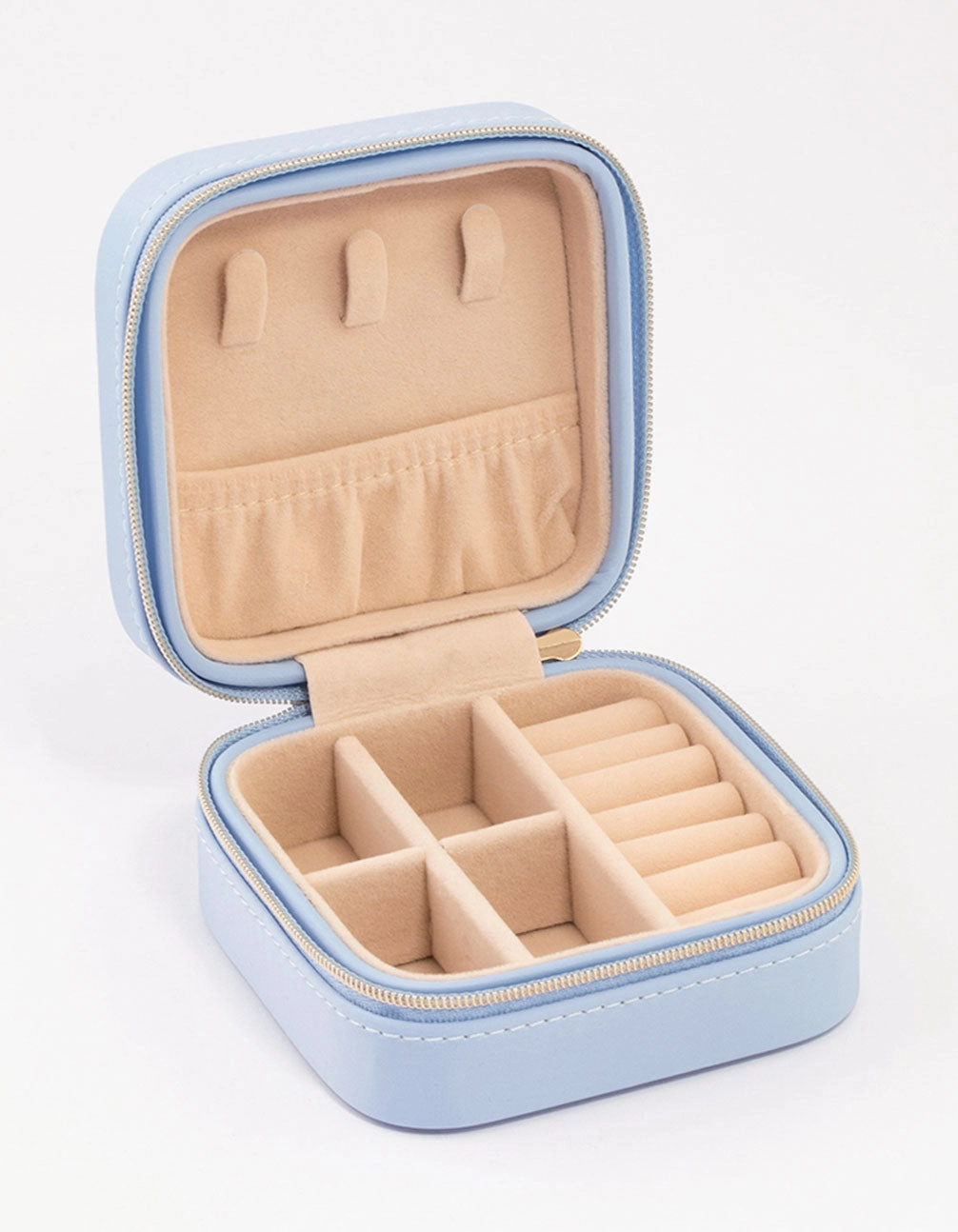 Blue Faux Leather Iridescent Square Jewellery Case Bold Feature