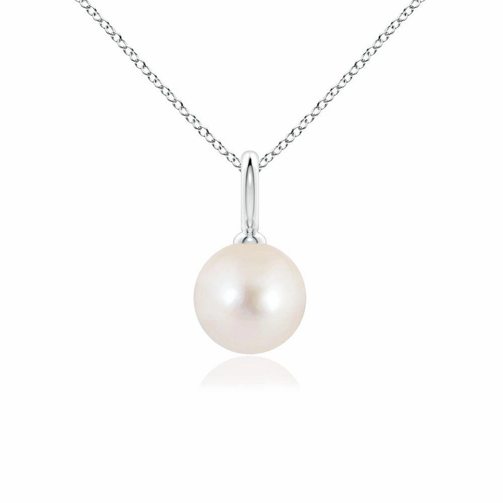 8mm Classic Freshwater Cultured Pearl Solitaire Pendant Artful Sparkle Glam Style