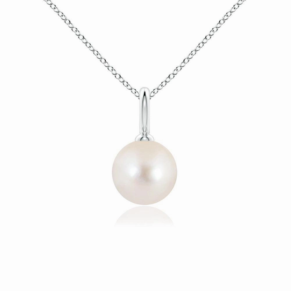 8mm Classic Freshwater Cultured Pearl Solitaire Pendant Shiny Embellishments Gentle Look