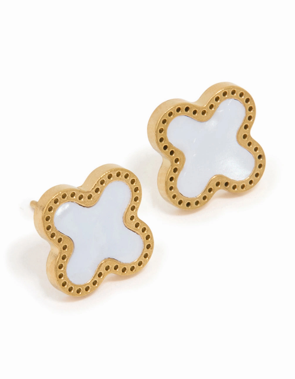 Waterproof Gold Plated Stainless Steel Enamel Flower Stud Earrings Formal Gift