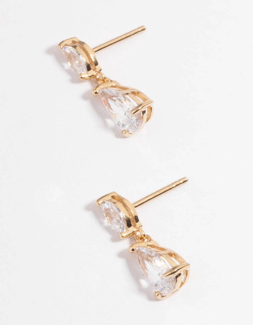 Gold Plated Sterling Silver Cubic Zirconia Marquise Drop Earrings Everyday Accent