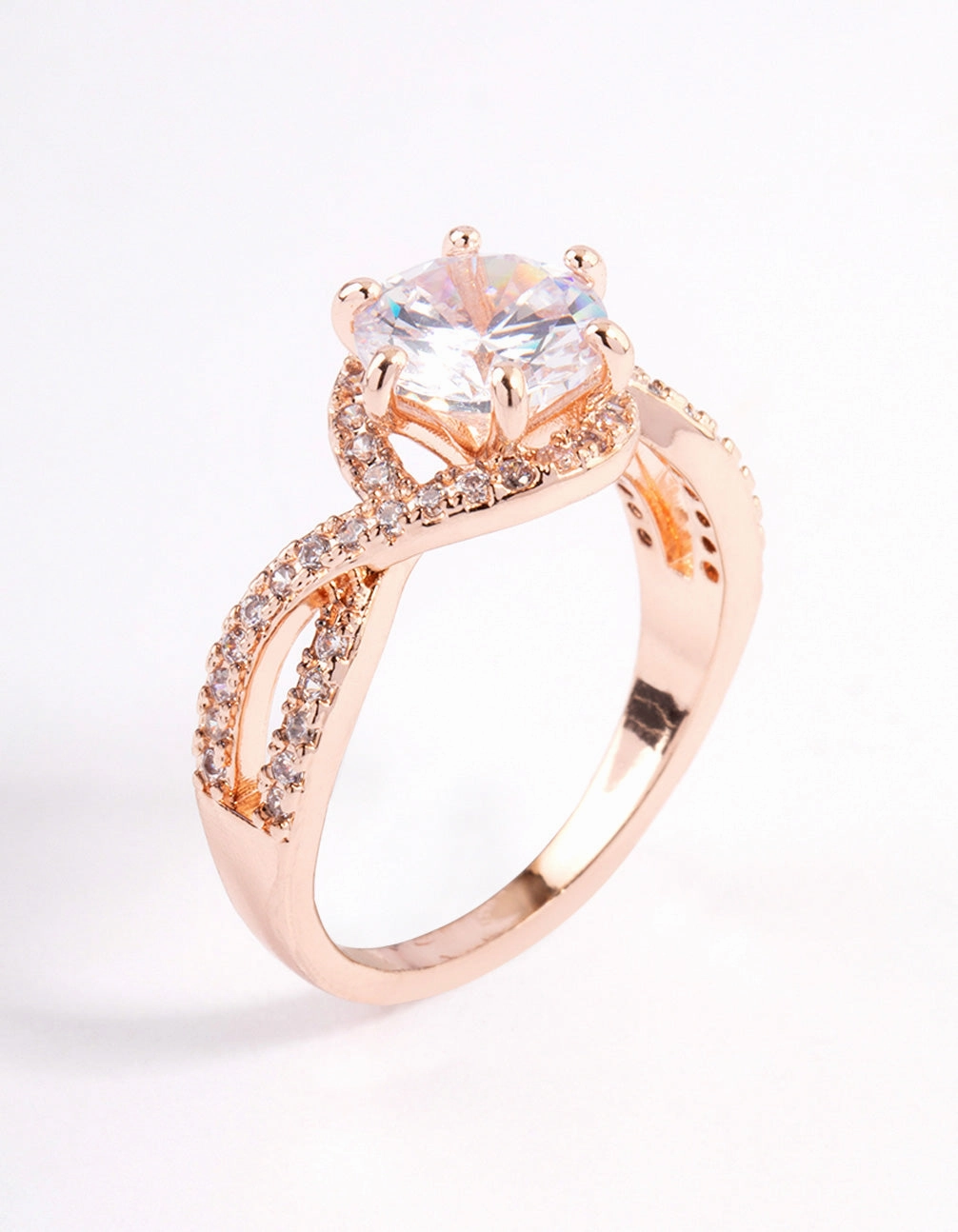 Handcrafted Style Refined Accent Rose Gold Round Infinity Halo Ring