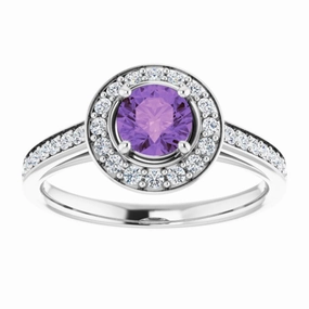 Low-Cost Item Sterling Silver Natural Amethyst & 1/3 CTW Natural Diamond Ring