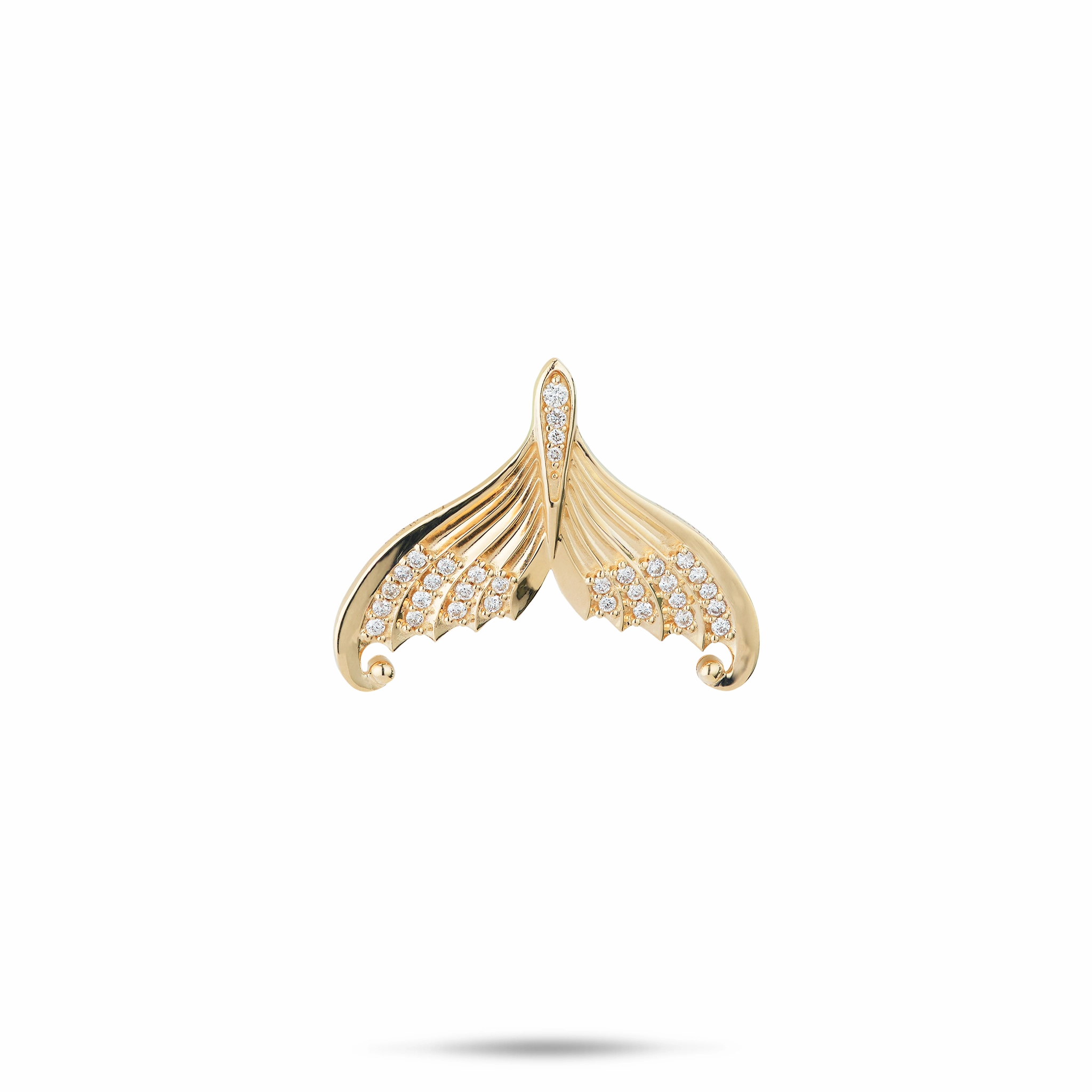 Polished Elegance Everyday Design Moon Mermaid Tail Pendant in Gold with Diamonds - 20mm