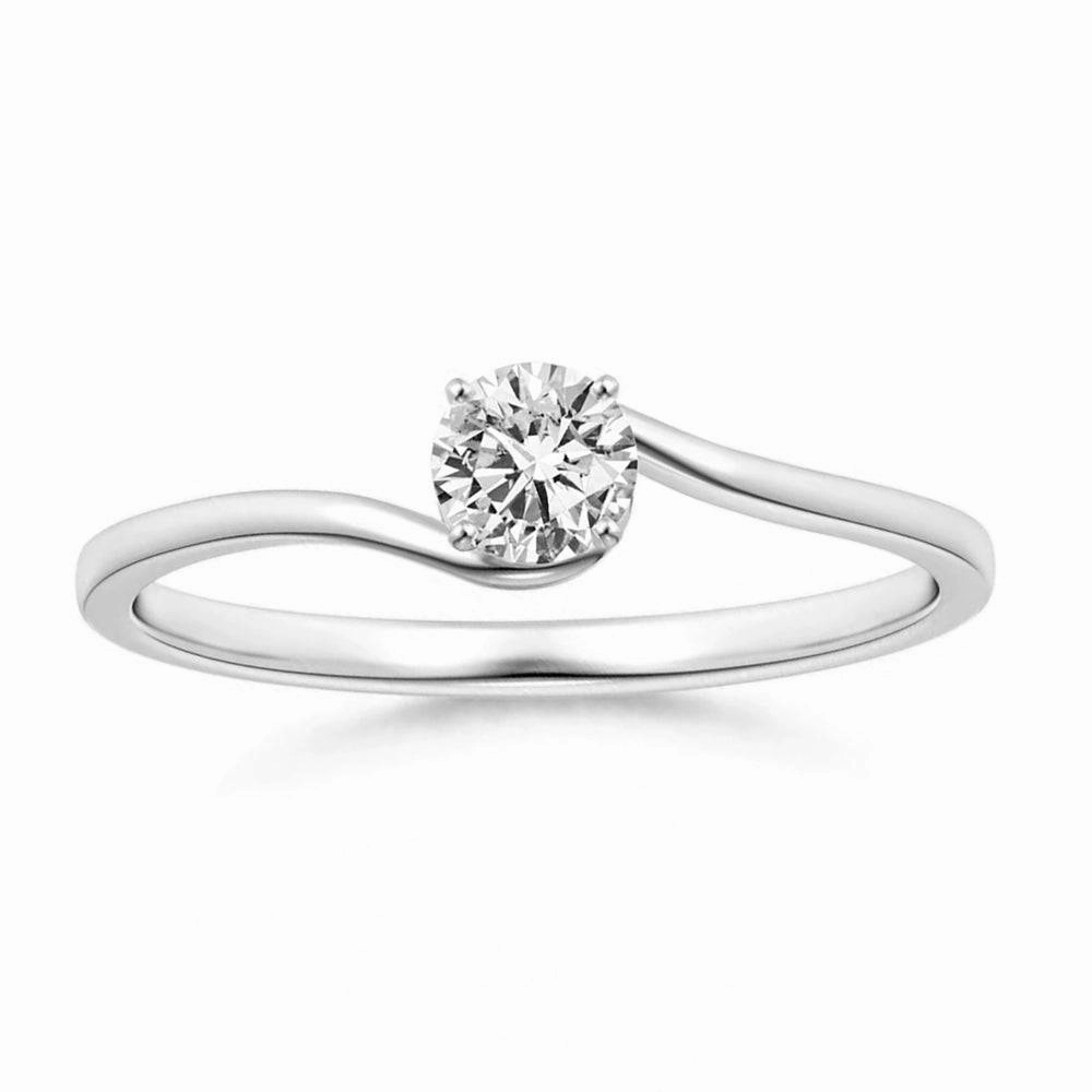 Classic Solitaire Round Lab Grown Diamond Twist Promise Ring Radiant Finish Pieces