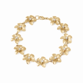 Plumeria Bracelet in Gold with Diamonds - 13mm - Size 7.25" Chic pieces