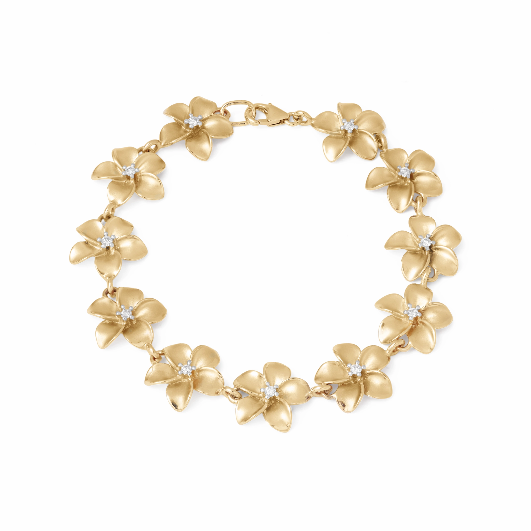 Plumeria Bracelet in Gold with Diamonds - 13mm - Size 7.25" Chic pieces