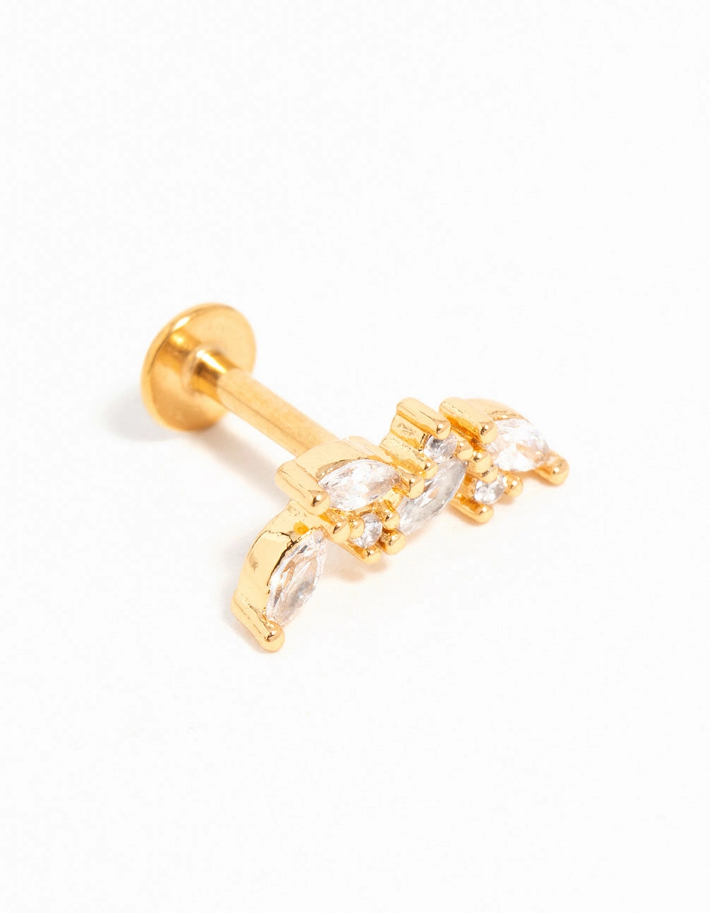Gold Plated Titanium Cubic Zirconia Vine Crawler Flat Back Stud Heirloom Feel Handcrafted Art